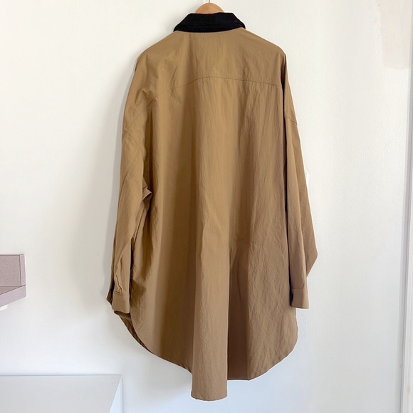AJOBYAJO Oversized Wax Shirt Jacket Barn Chore Tan Brown NWT - Picture 10 of 16